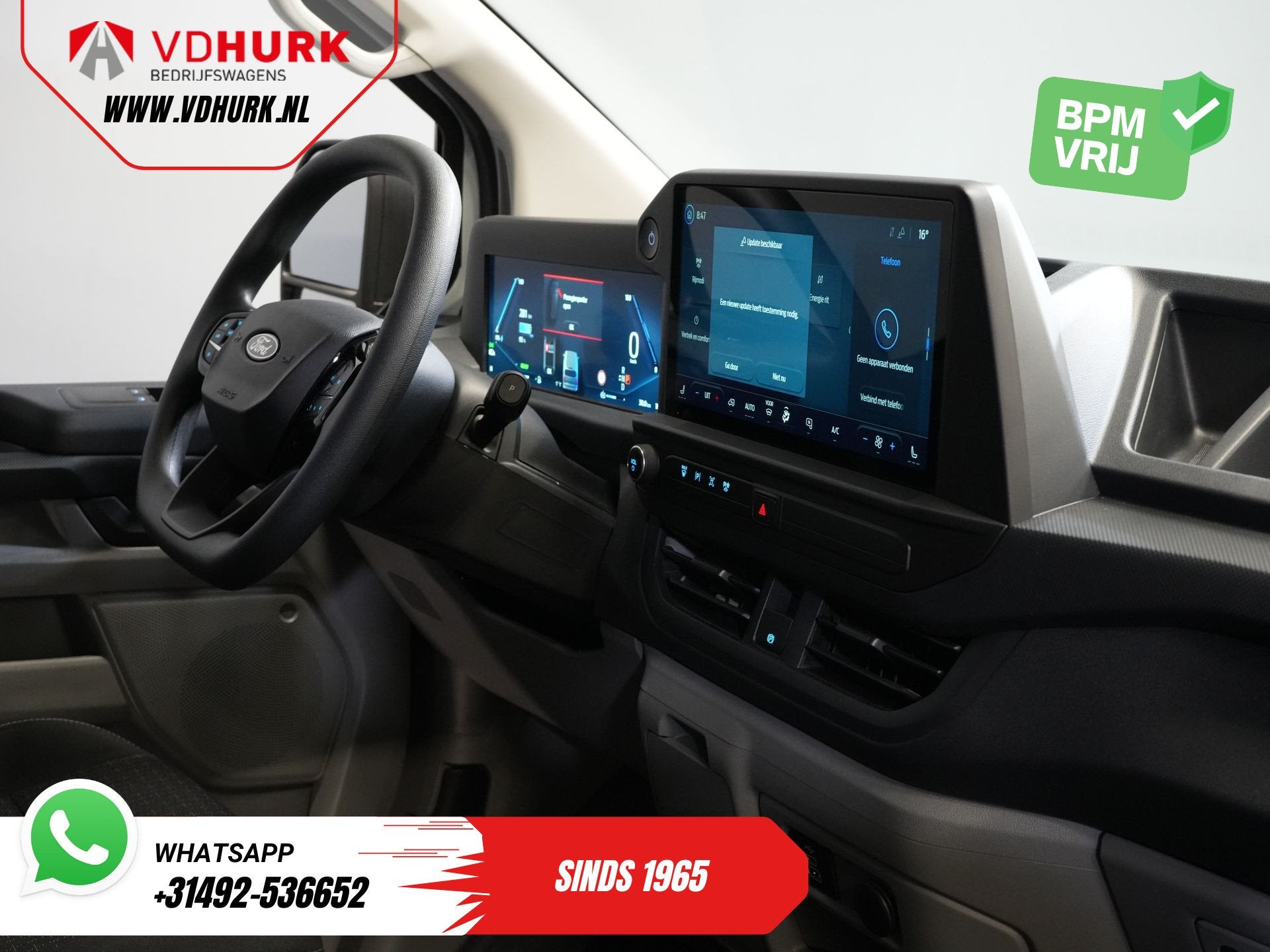 Ford E-Transit Custom Trend 330 km WLTP 218 pk LED/ Standkac, 330 km, Gebruikt, Skiluik, Wit