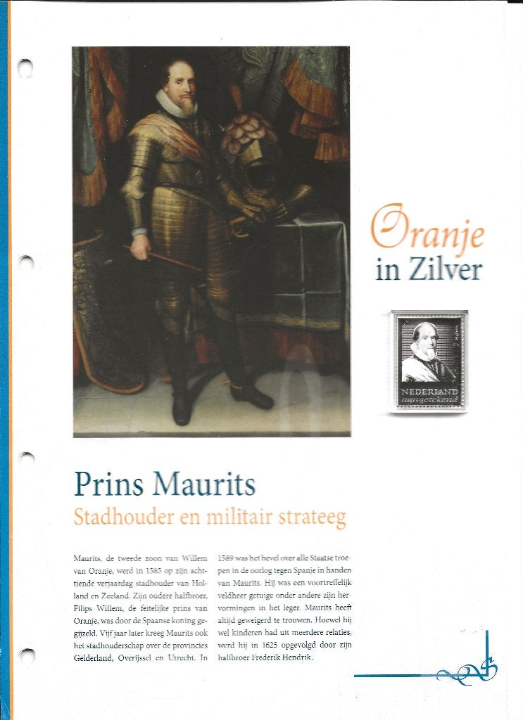 Persoonlijke zilveren zegel Maurits (tarief aangetekend) pfr, Postzegels en Munten, Ophalen of Verzenden, Postfris