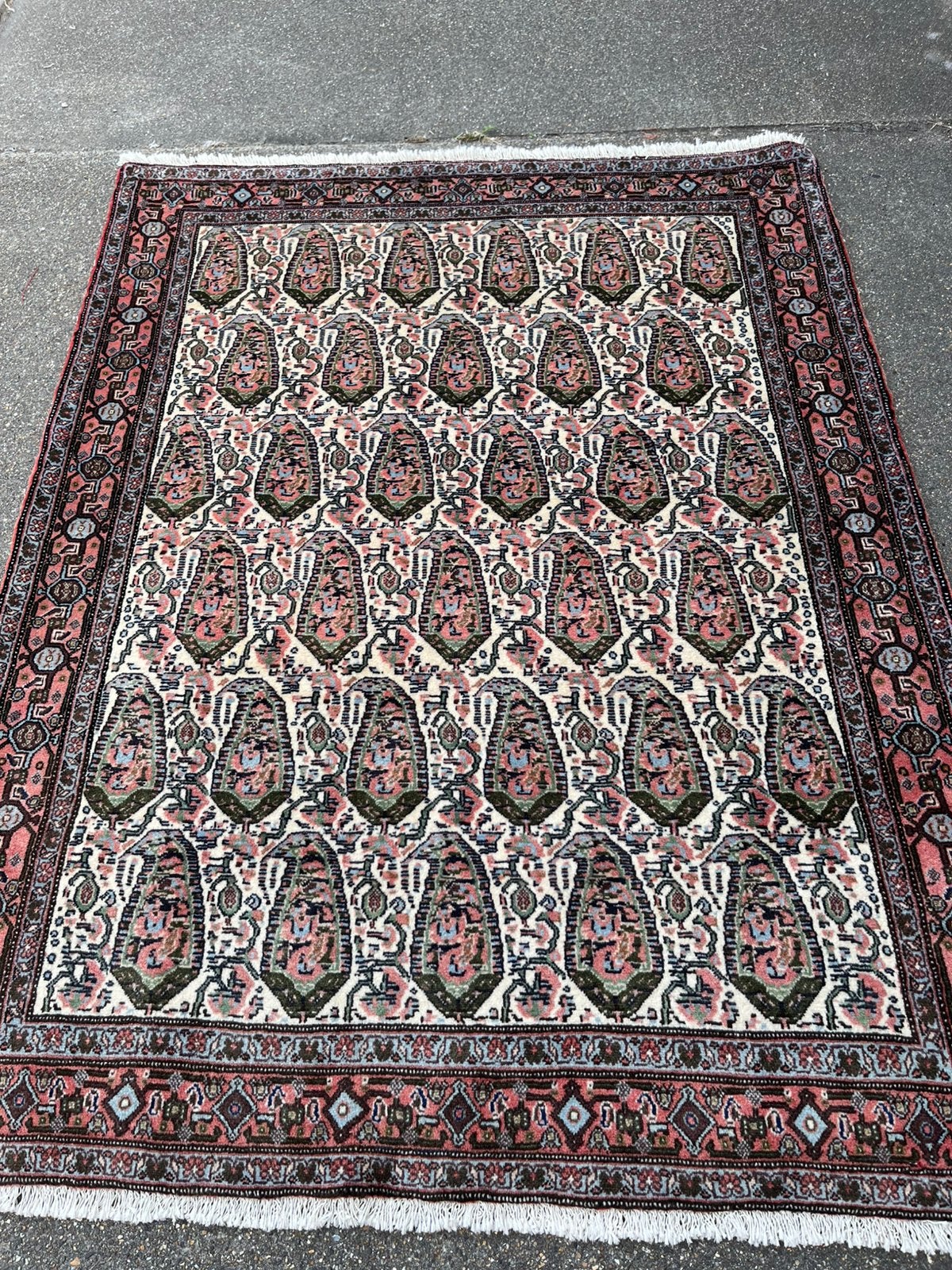 Perzische tapijt handgemaakt iran 160x120,, Ophalen, 100 tot 150 cm, Crème, Zo goed als nieuw