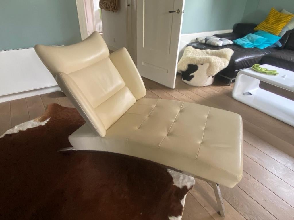 NEUERRAUM Ligstoel Chaise Longue Recamiere Leder Crème Beige, Ophalen, Gebruikt, Eenpersoons, Leer