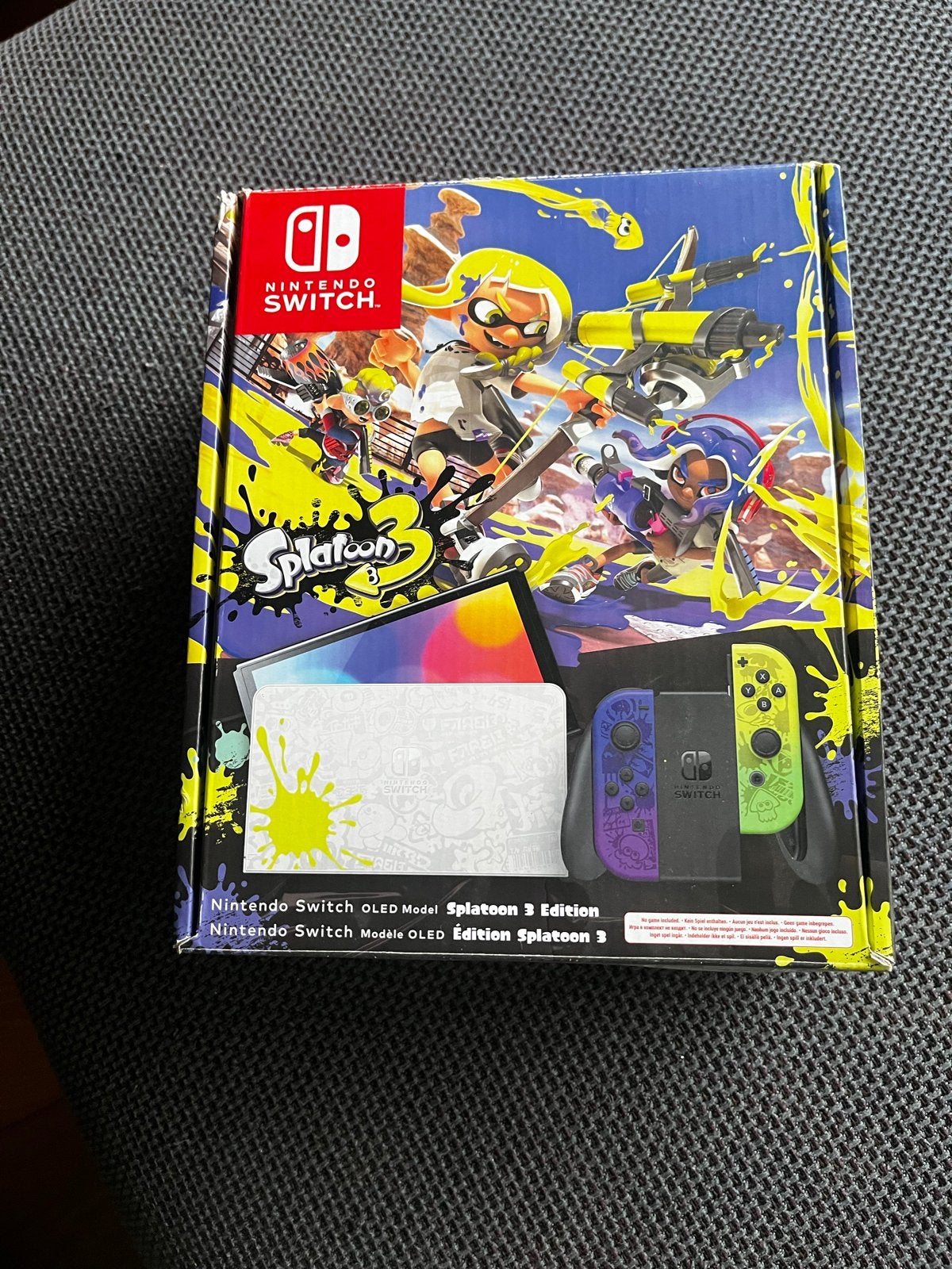 Nintendo Switch OLED Splatoon 3 Edition + 128GB + accessoire, Spelcomputers en Games, Switch OLED, Gebruikt, Met 2 controllers