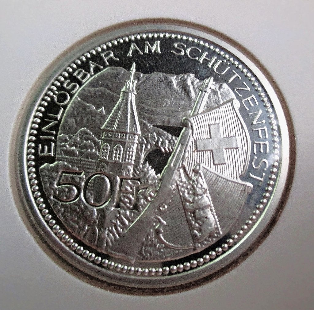 zwitserland, 50 francs, 1995, Postzegels en Munten, Munten | Europa | Niet-Euromunten, Verzenden, Overige landen, Zilver