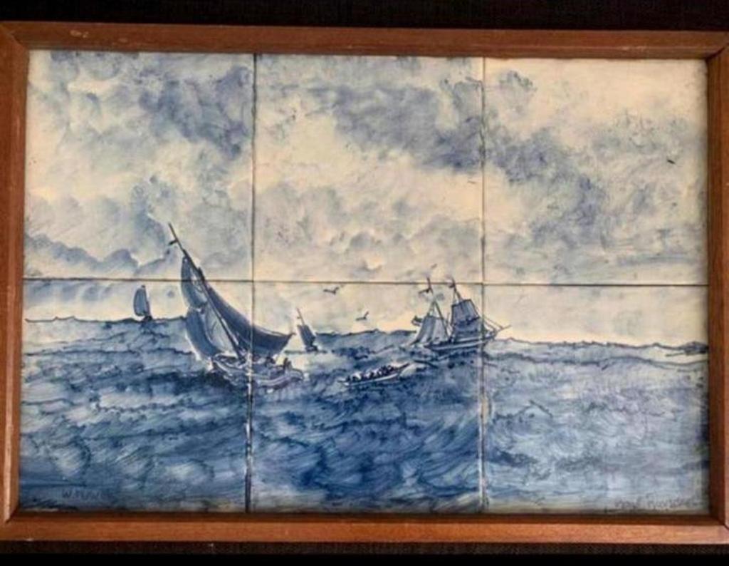 Oud Delfts Blauw tegeltableau Naar Ruysdeal, Antiek en Kunst, Ophalen of Verzenden