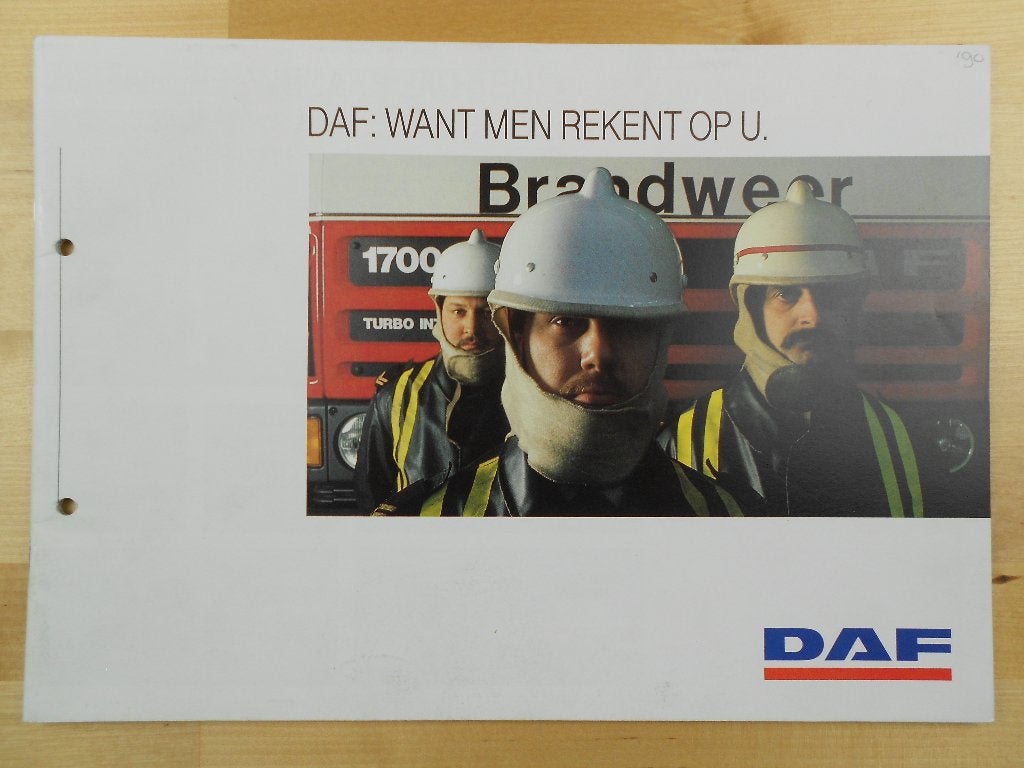 DAF Brandweer Brochure 1990 – 95 2500 2100 1900 1700 1300, Ophalen of Verzenden, Zo goed als nieuw, Overige merken