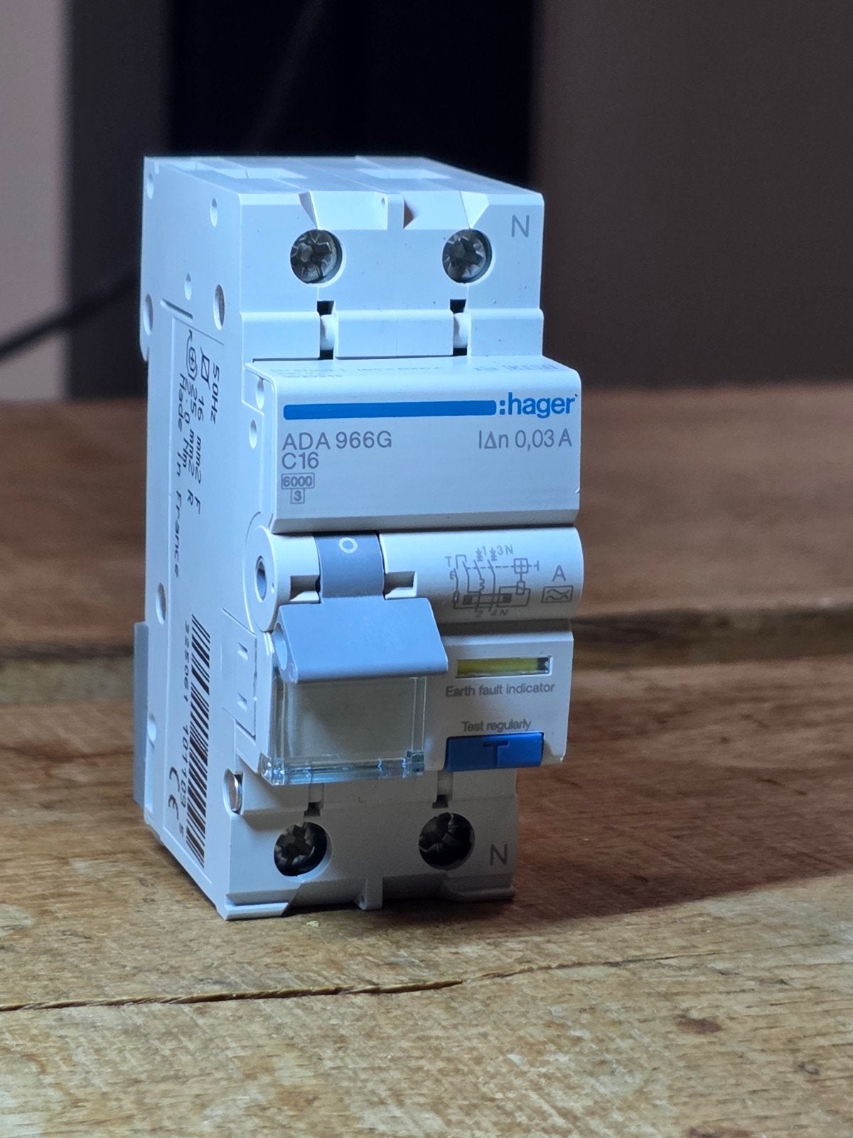 Hager Aardlekautomaat ADA966G 1P+N 16A C 30mA, Verzenden, Nieuw, Hager, Aardlekautomaat