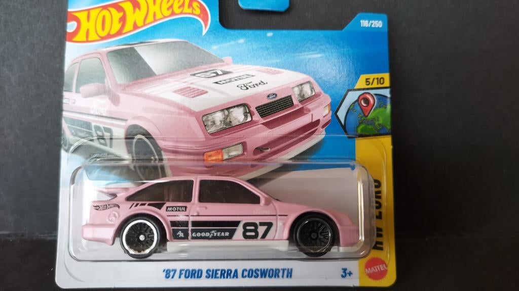 Ford Sierra Cosworth 1987 pink 1:64 3inch Hotwheels Pol, 1186 MJ 1 NL, Auto, Verzenden, Nieuw
