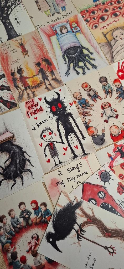 Ansichtkaartenset: Creepy paintings, Verzenden, 1980 tot heden, Ongelopen, Overige thema's