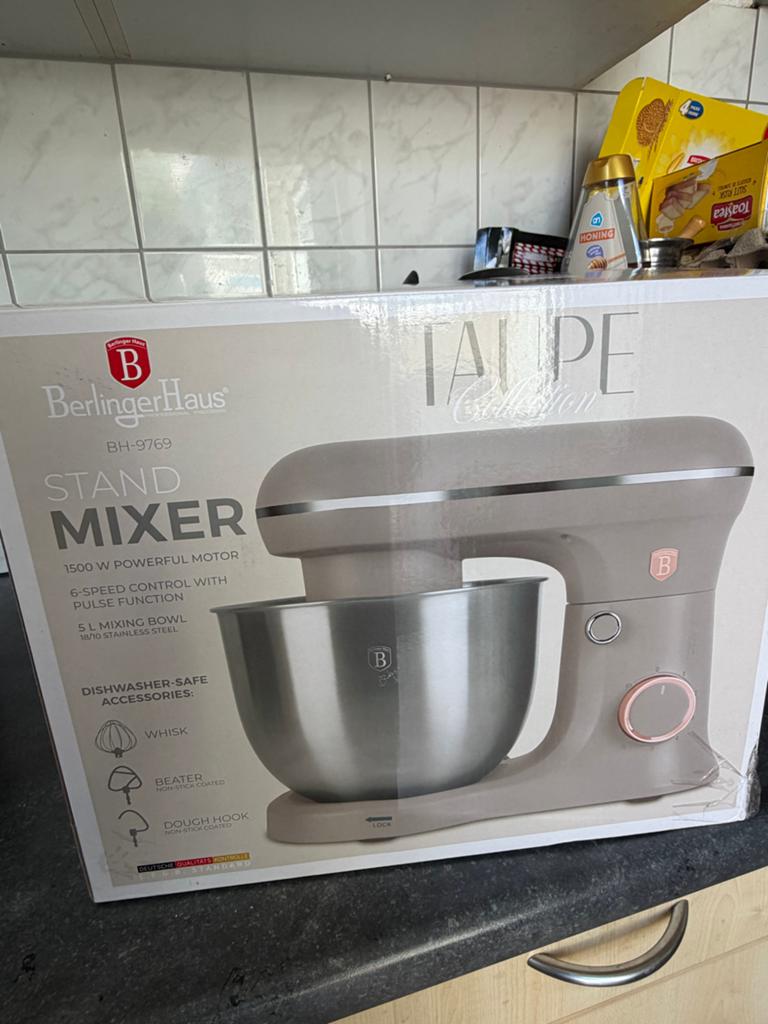 Berlinger Haus Standmixer BH-9769 Taupe - 1500W, 5L RVS kom, 4 liter of meer, 3 snelheden of meer, Ophalen of Verzenden, Zo goed als nieuw