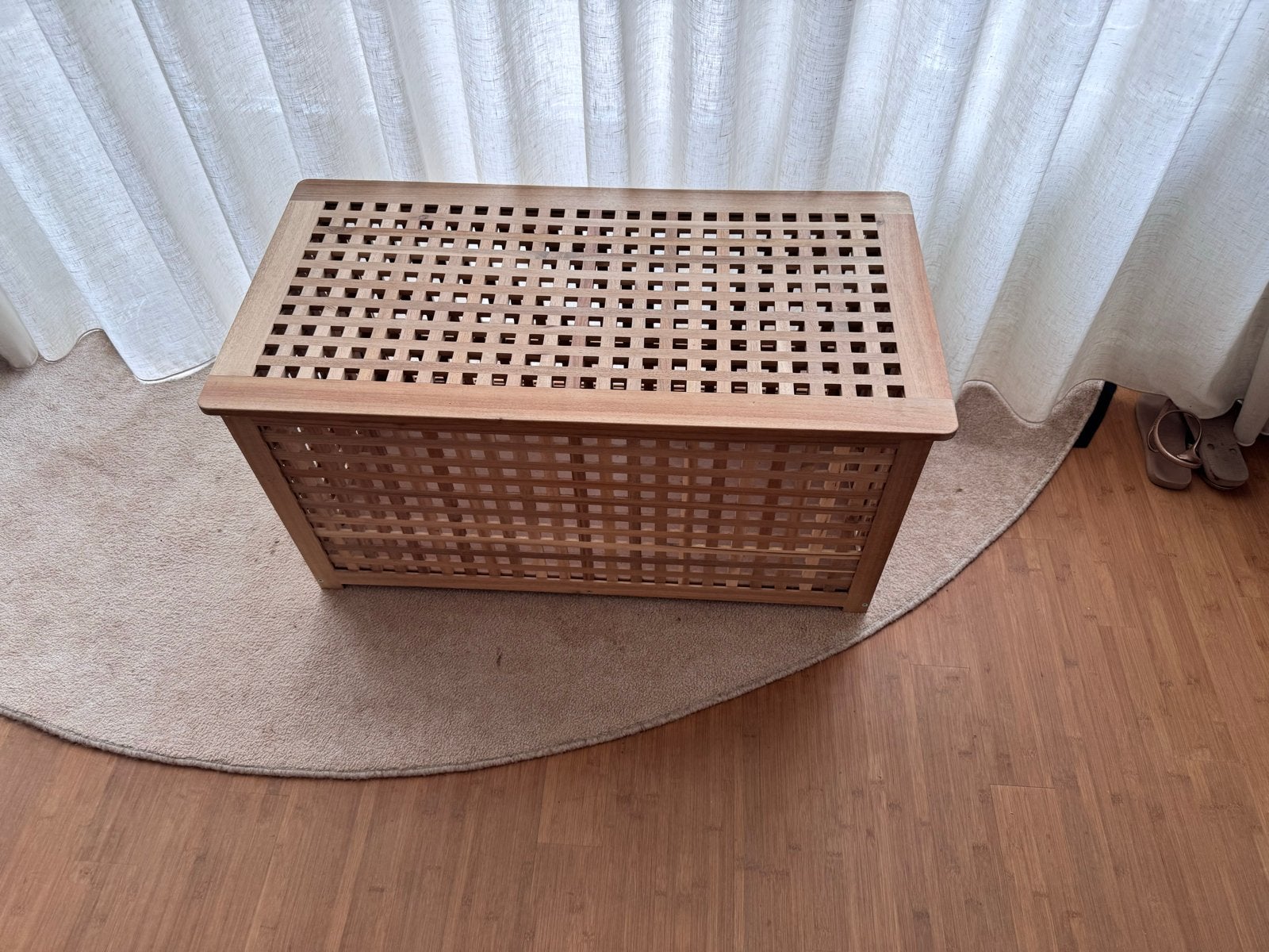 IKEA Hol opbergbox van acaciahout, Huis en Inrichting, Ophalen, 50 – 75, 50 tot 100 cm, Teakhout