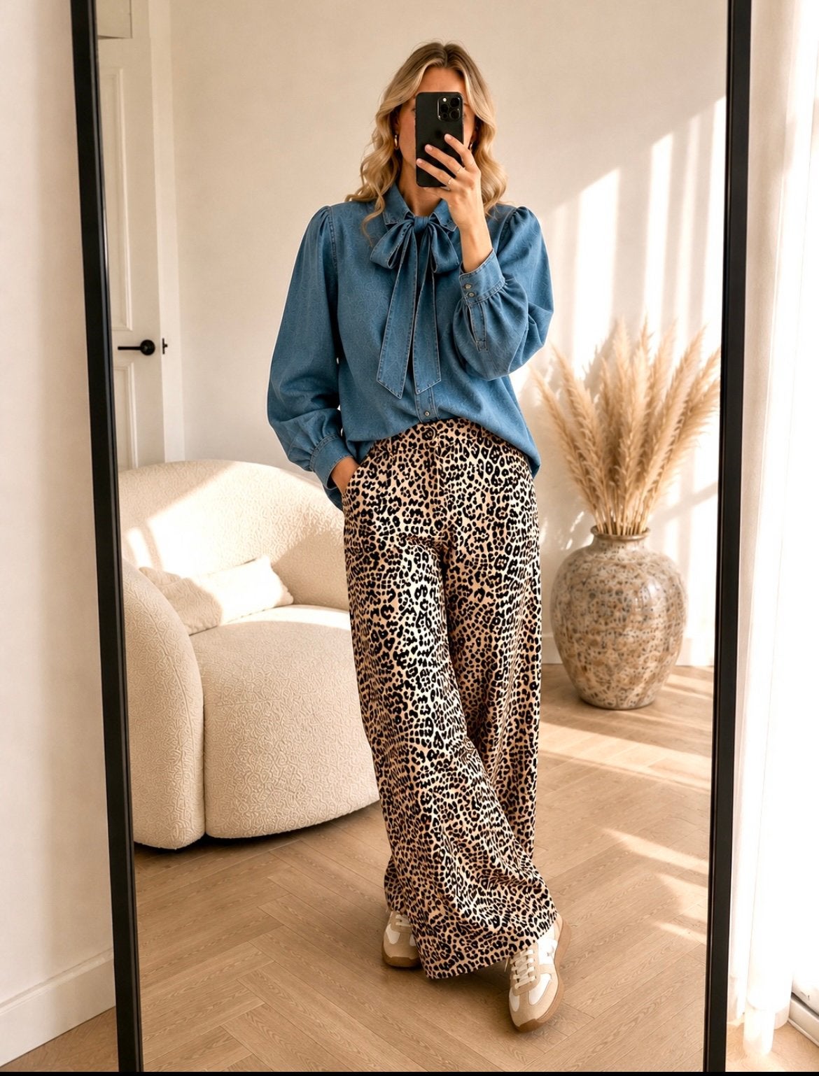 Leopard Jeans Wide Leg Geisha, Kleding | Dames, Ophalen of Verzenden, Zo goed als nieuw, Blauw, Lang