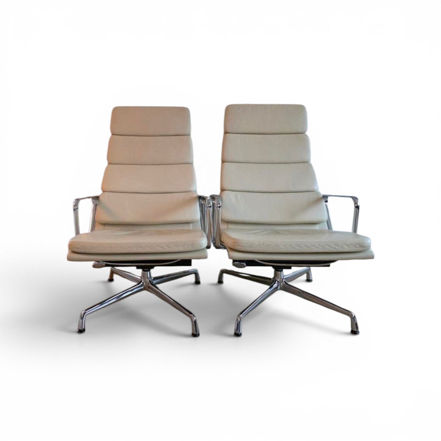 Vitra Eames EA222 lounge chair 2x premium leder, Ophalen of Verzenden, Leer