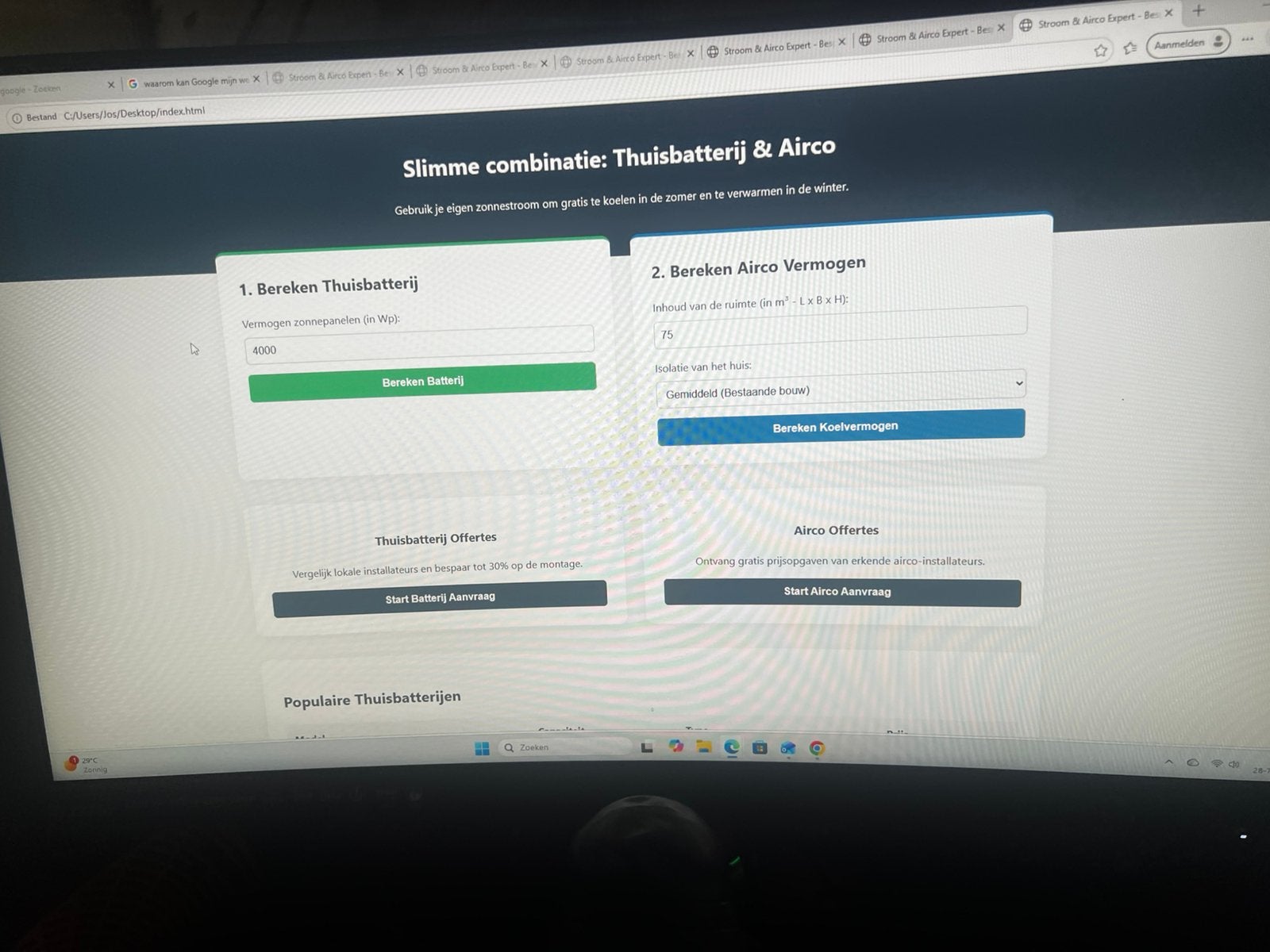 Complete HTML-Website + Interactieve Rekentool, Ophalen, Nieuw