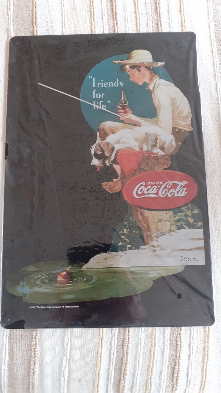 Vintage Coca-Cola reclamebord "Friends for Life" (1997), Ophalen of Verzenden