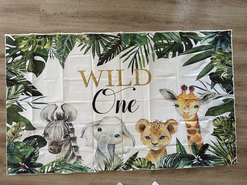 Wild One Verjaardag (Foto)Achtergrond + Wild One taarttopper, Ophalen, Zo goed als nieuw, Versiering, Verjaardag