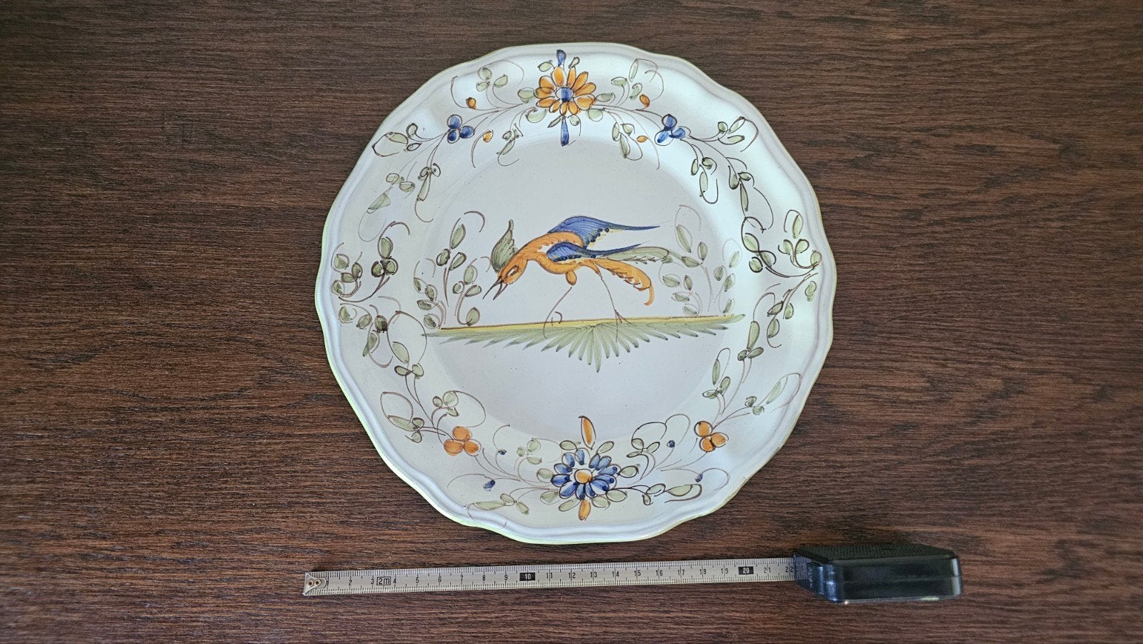 Vintage Handgeschilderd Bord met Vogelmotief, Ophalen of Verzenden