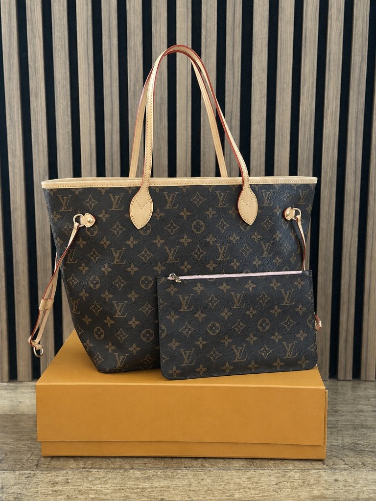Louis Vuitton Neverfull MM Monogram - Originele, Ophalen of Verzenden, Zo goed als nieuw, Bruin, Handtas
