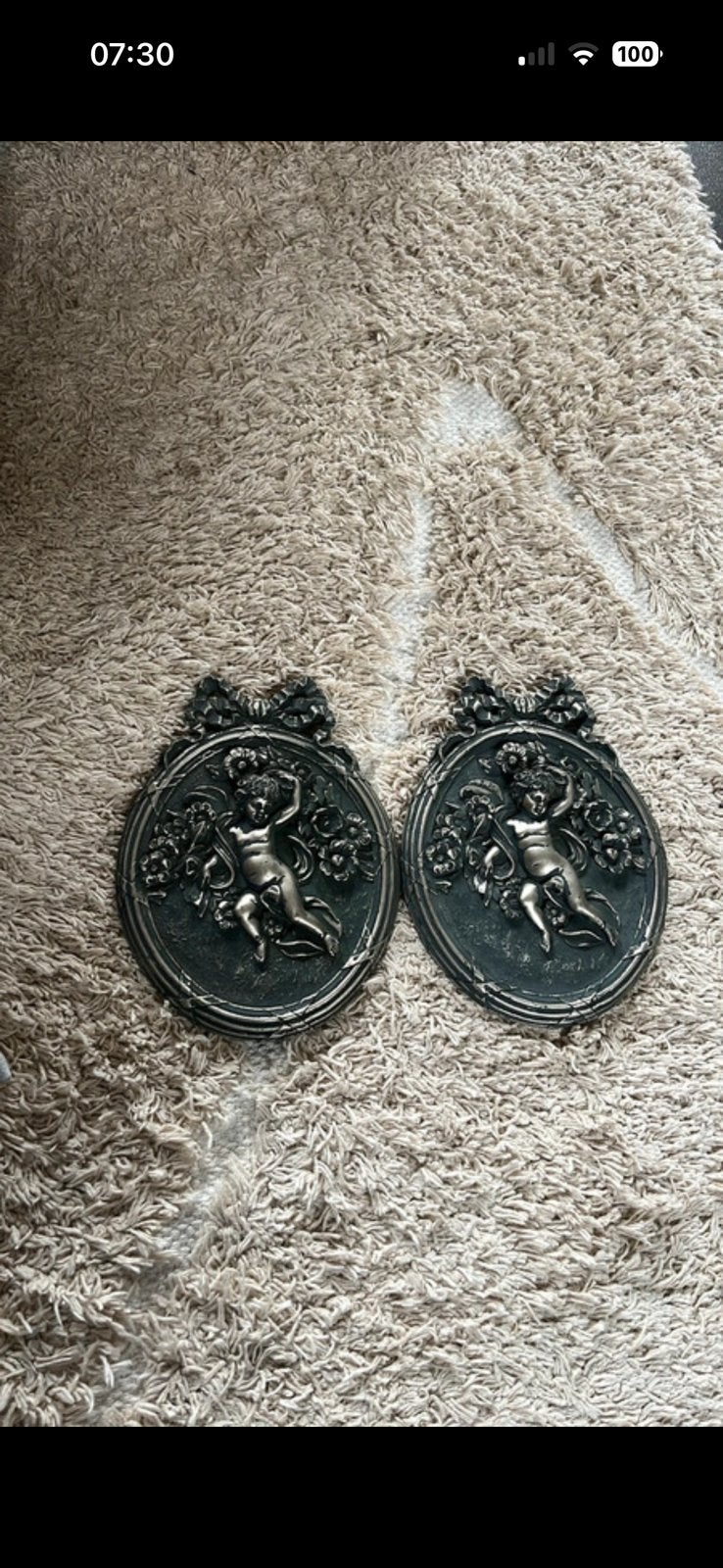 Twee  wanddecoraties met engeltjes, Huis en Inrichting, Woonaccessoires | Wanddecoraties, ., Ophalen of Verzenden, Zo goed als nieuw