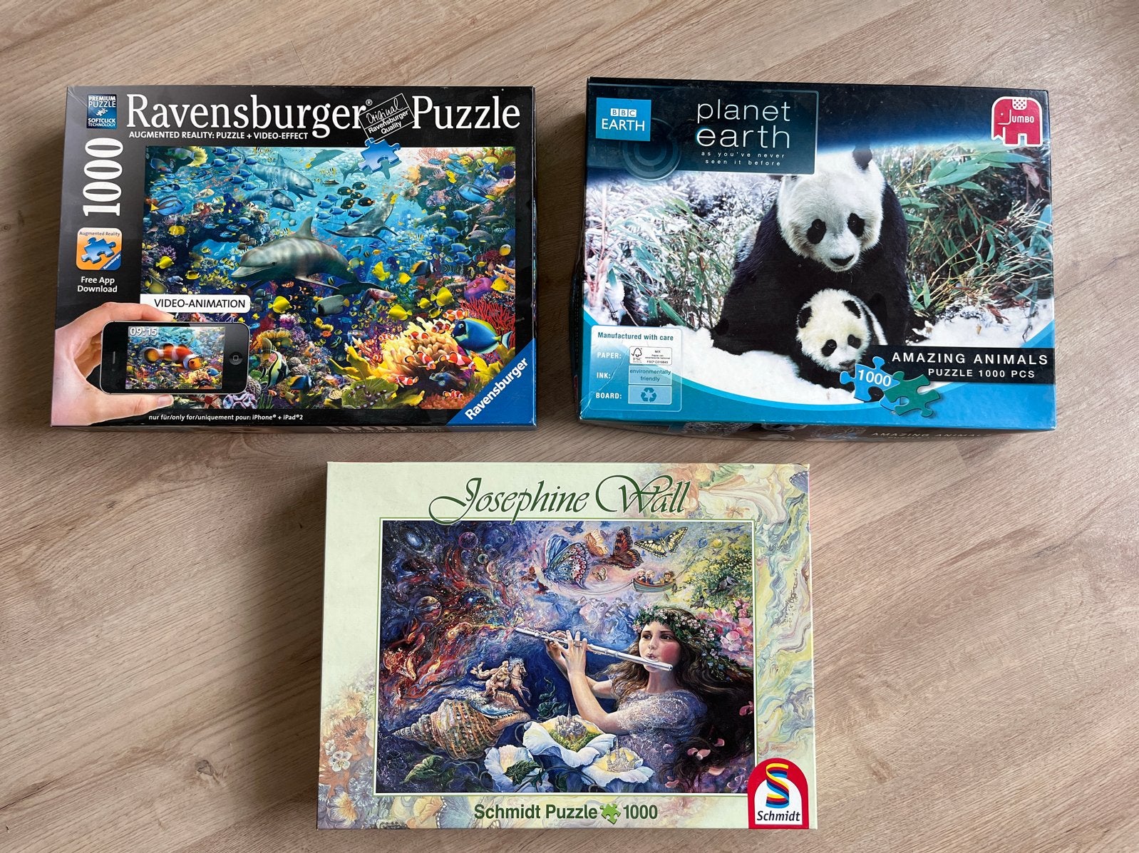 3x Legpuzzel: Ravensburger, Schmidt, Jumbo (1000 stukjes), Ophalen, 500 t/m 1500 stukjes, Gebruikt, Legpuzzel