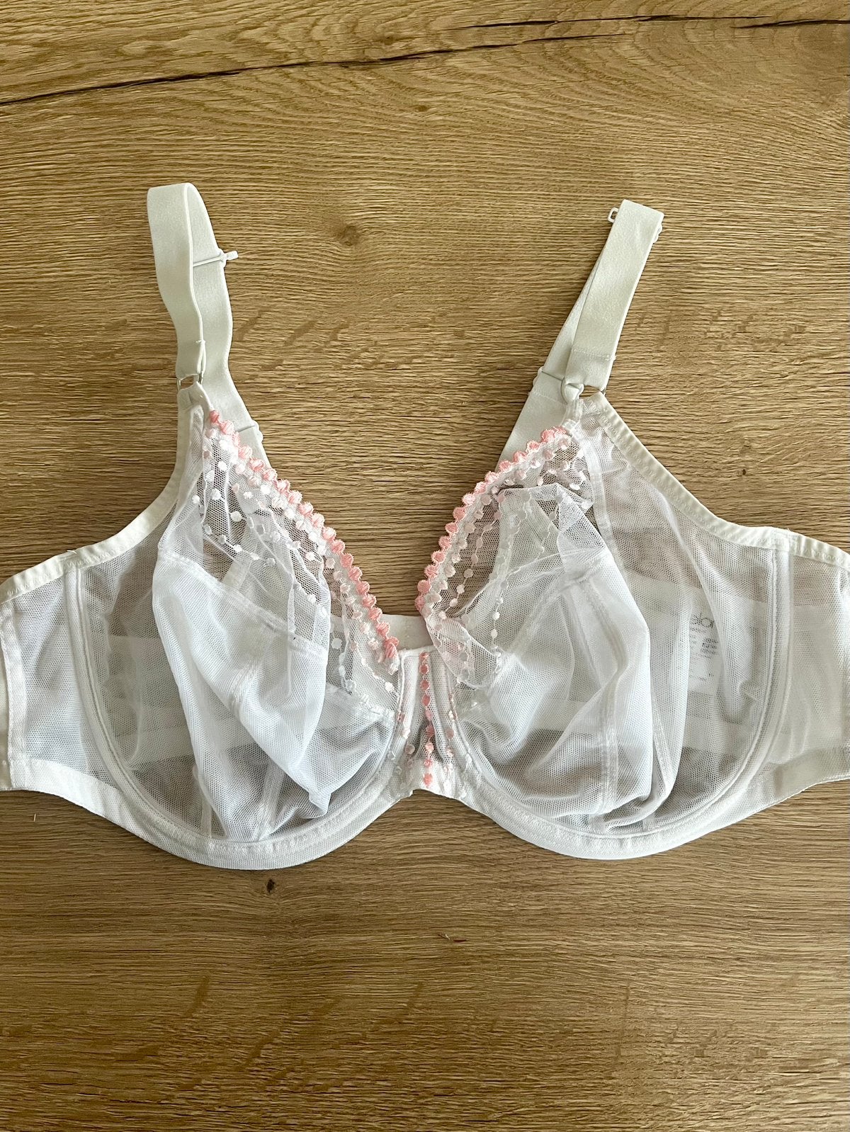 Elomi 100F full cup wit  met  roze borduur, Verzenden, Wit, BH