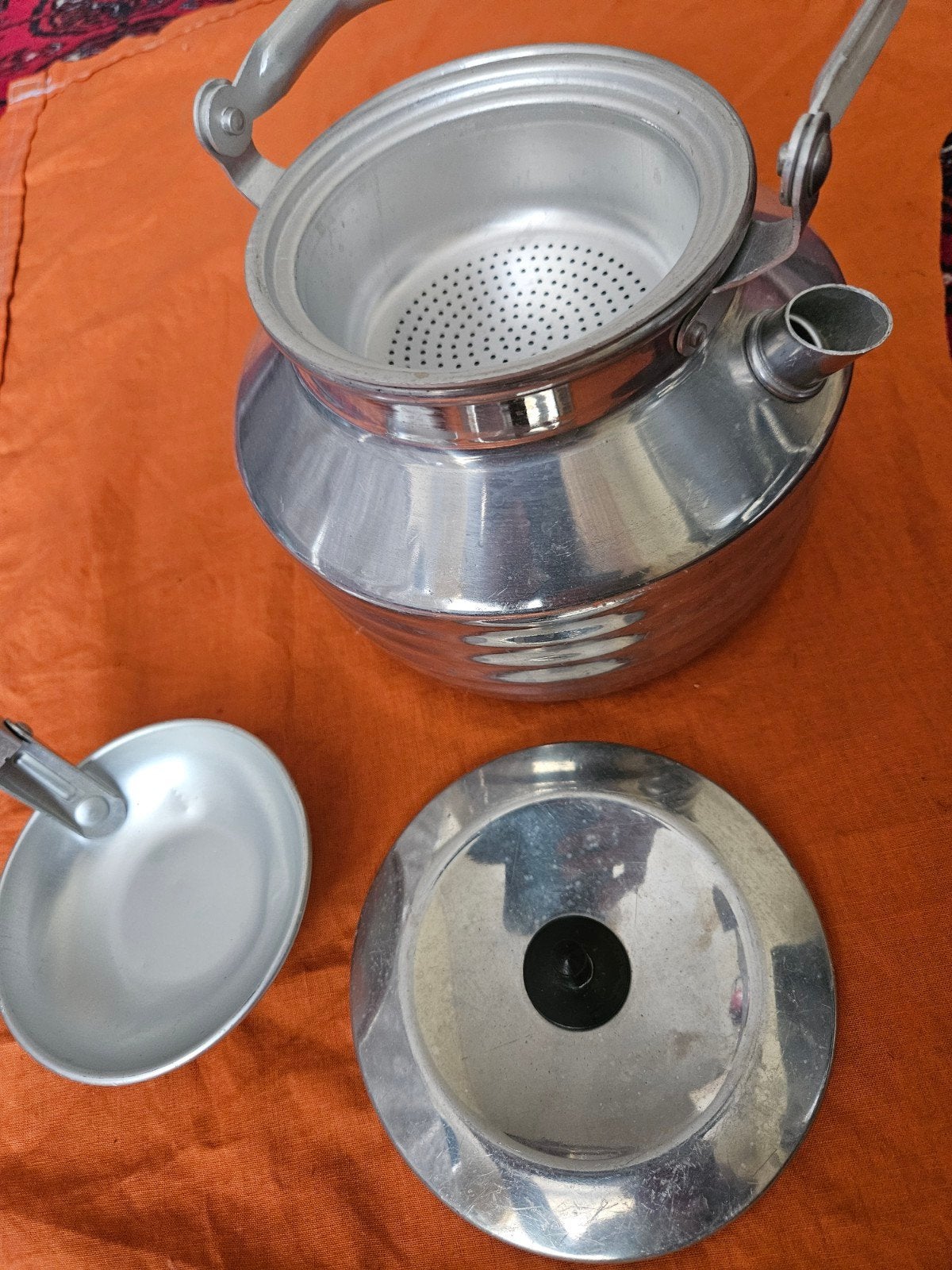 Vintage aluminium theepot / voor thuis en kamping nieuw, Gebruikt, Zilver, Metaal, Overige merken