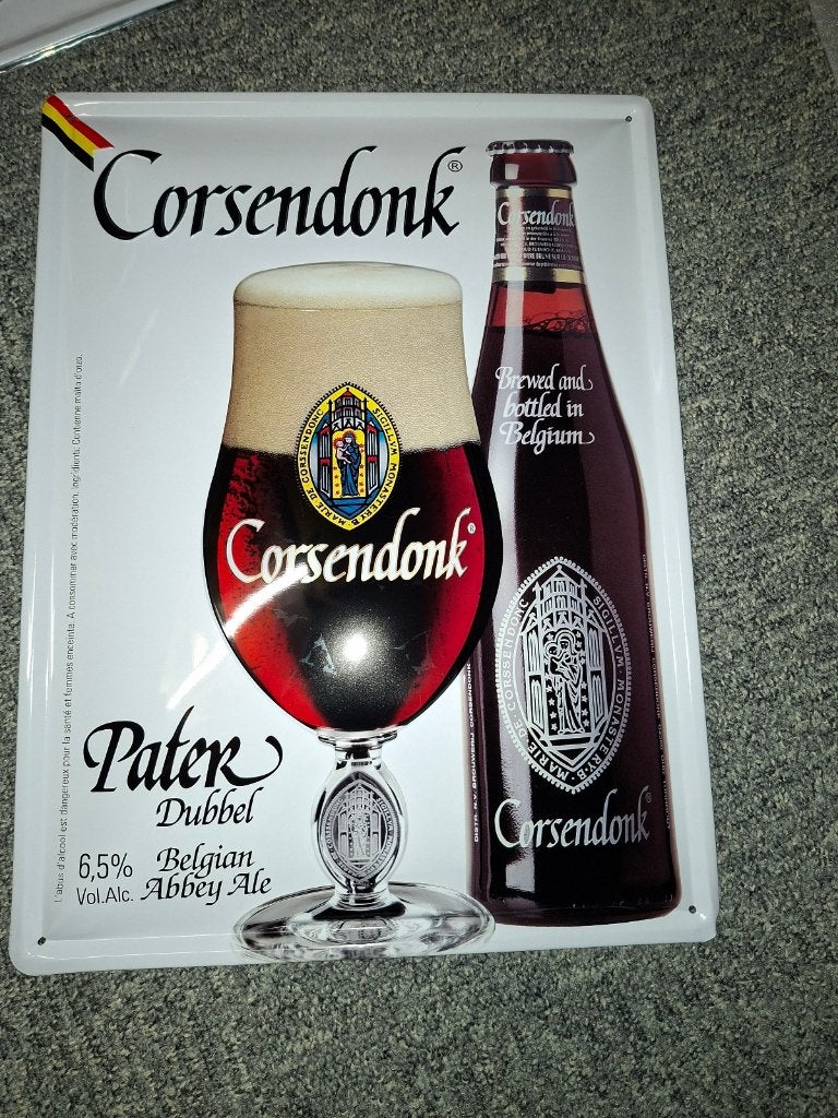 Corsendonk bier pater dubbel blikken bord 42 x 31 cm, Ophalen of Verzenden, Nieuw, Reclamebord, Plaat of Schild, Overige merken