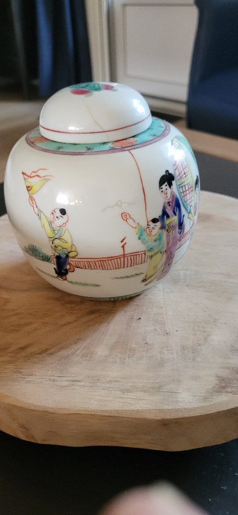 Vintage Chinese Gemberpot met Kinderen en Vliegers, Ophalen of Verzenden