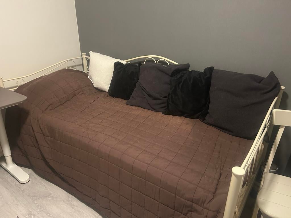 Eenpersoons (bed)bank / meisje/ tiener/ student, Ophalen, 90 cm, Eenpersoons, Wit