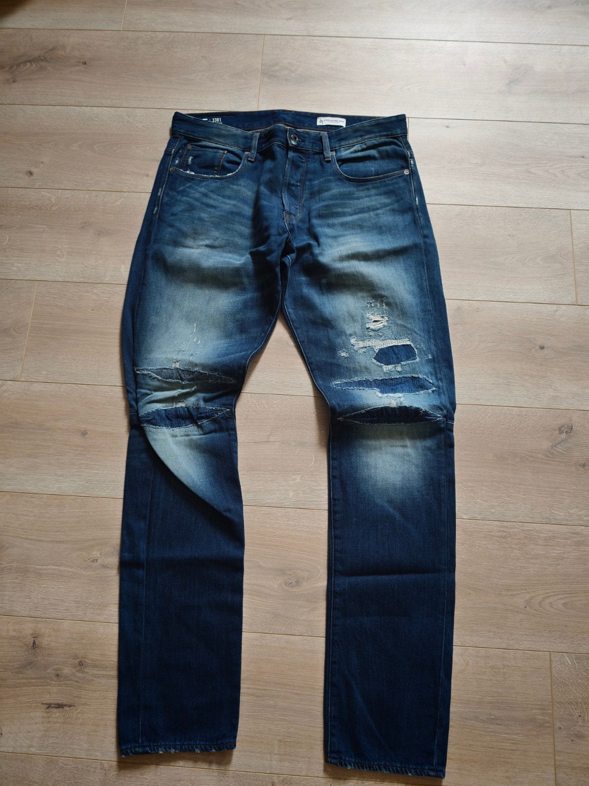 G-Star RAW 3301 Straight Tapered Jeans W36 L36, W36 - W38 (confectie 52/54), Blauw, Ophalen of Verzenden, Gedragen