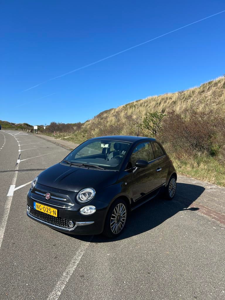 Fiat 500 1.2 AUT 2016 Zwart Panoramadak, Auto's, Fiat, Stof, 1242 cc, 4 cilinders, Zwart