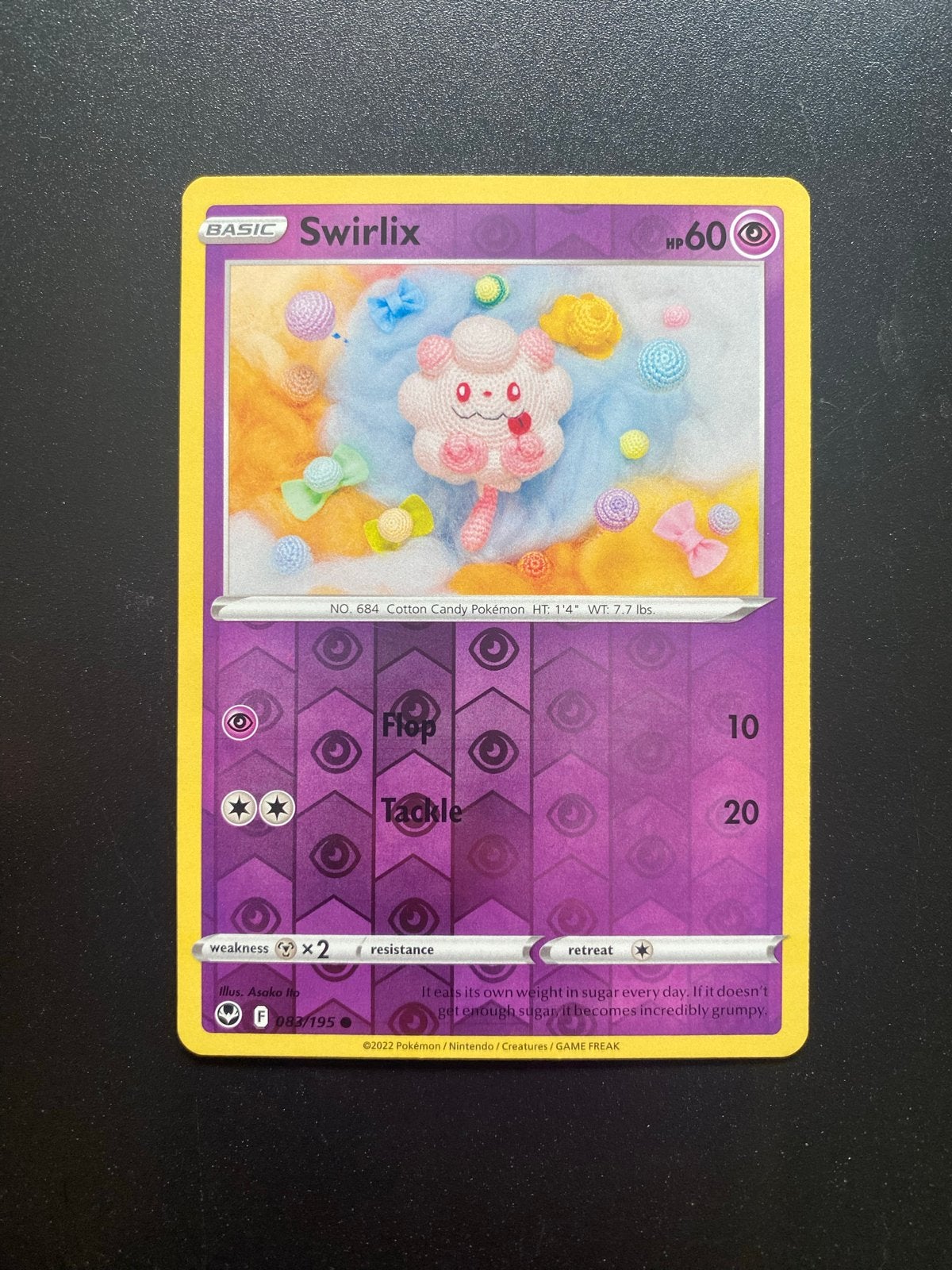 Swirlix 083/195 Reverse Holo Pokémon Silver Tempest, Ophalen of Verzenden, Zo goed als nieuw, Losse kaart, Foil