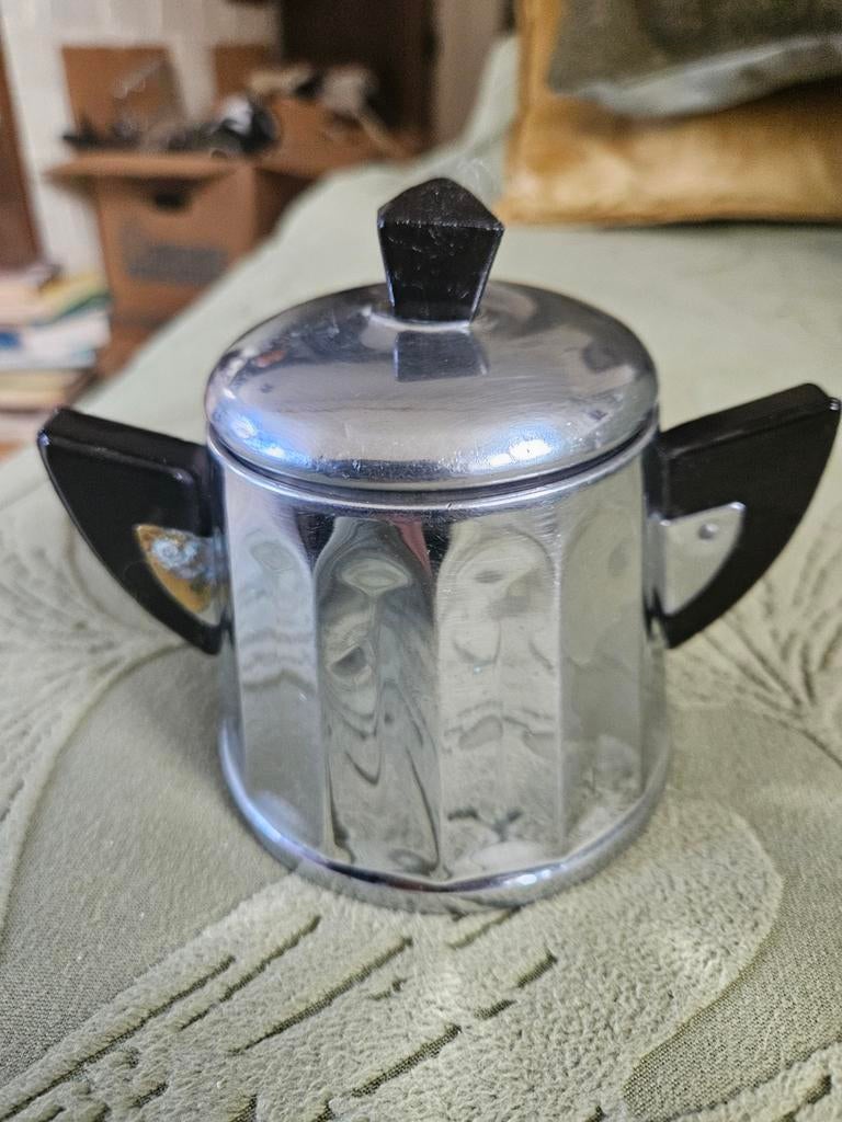 Art Deco suikerpot ca 1950 chroom en bakeliet, Ophalen of Verzenden
