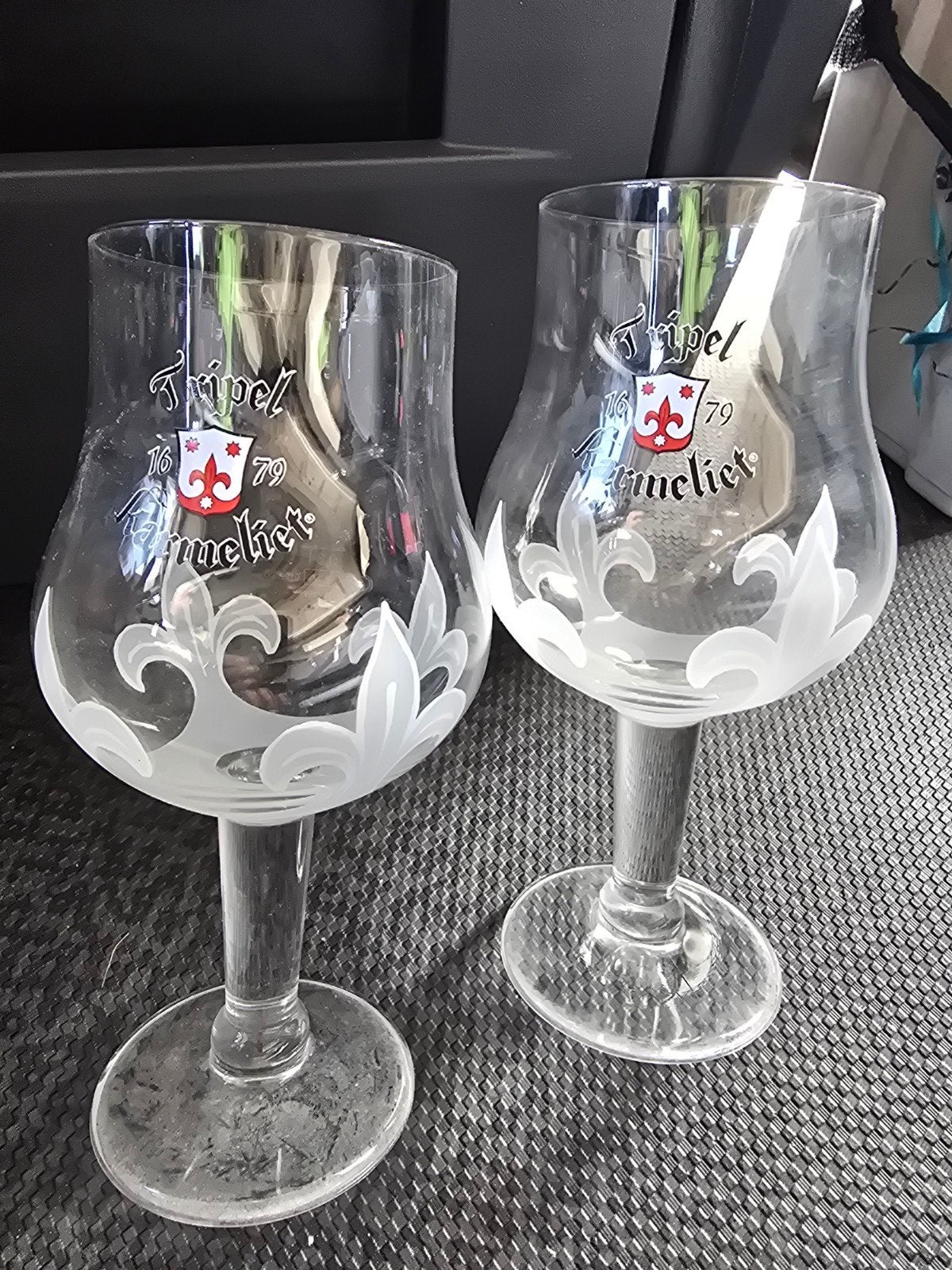 Tripel Karmeliet glazen, Ophalen of Verzenden, Zo goed als nieuw, Bierglas