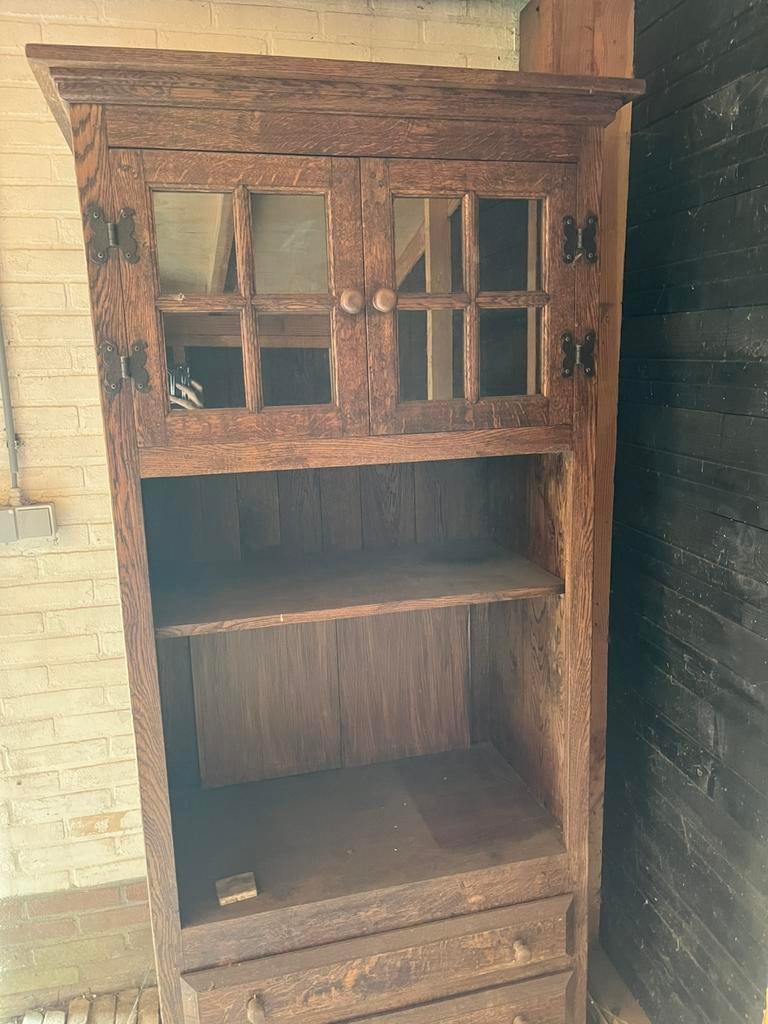 Zware eiken houten kast, destijds op maat gemaakt, Antiek en Kunst, Ophalen