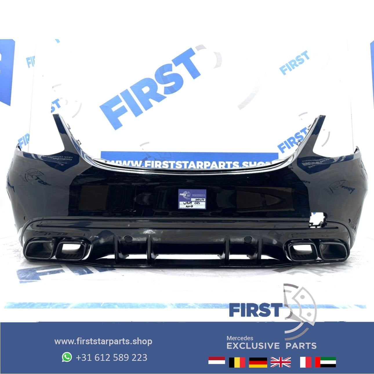W205 BUMPER C63 AMG ACHTERBUMPER + UITLAATSIERSTUKKEN SET A2