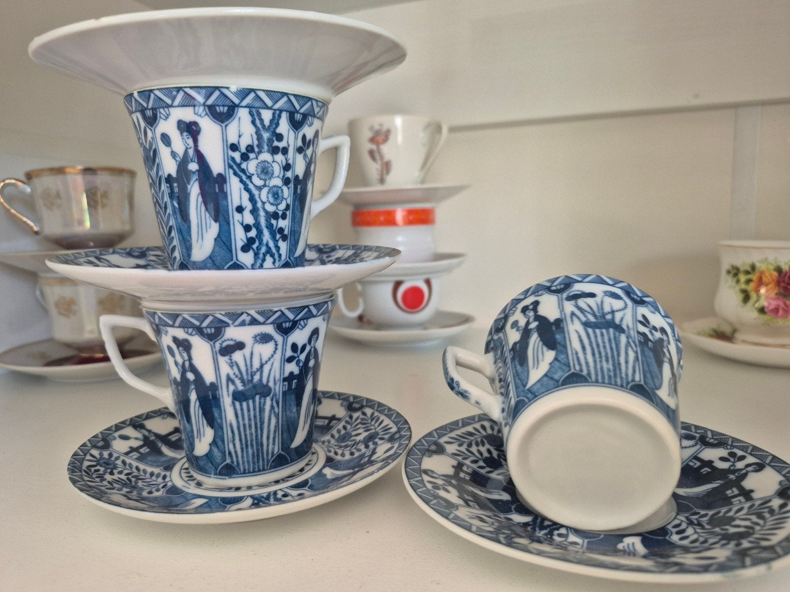 Set van 3 Delfts Blauwe Kop en Schotels, Antiek en Kunst, Ophalen of Verzenden