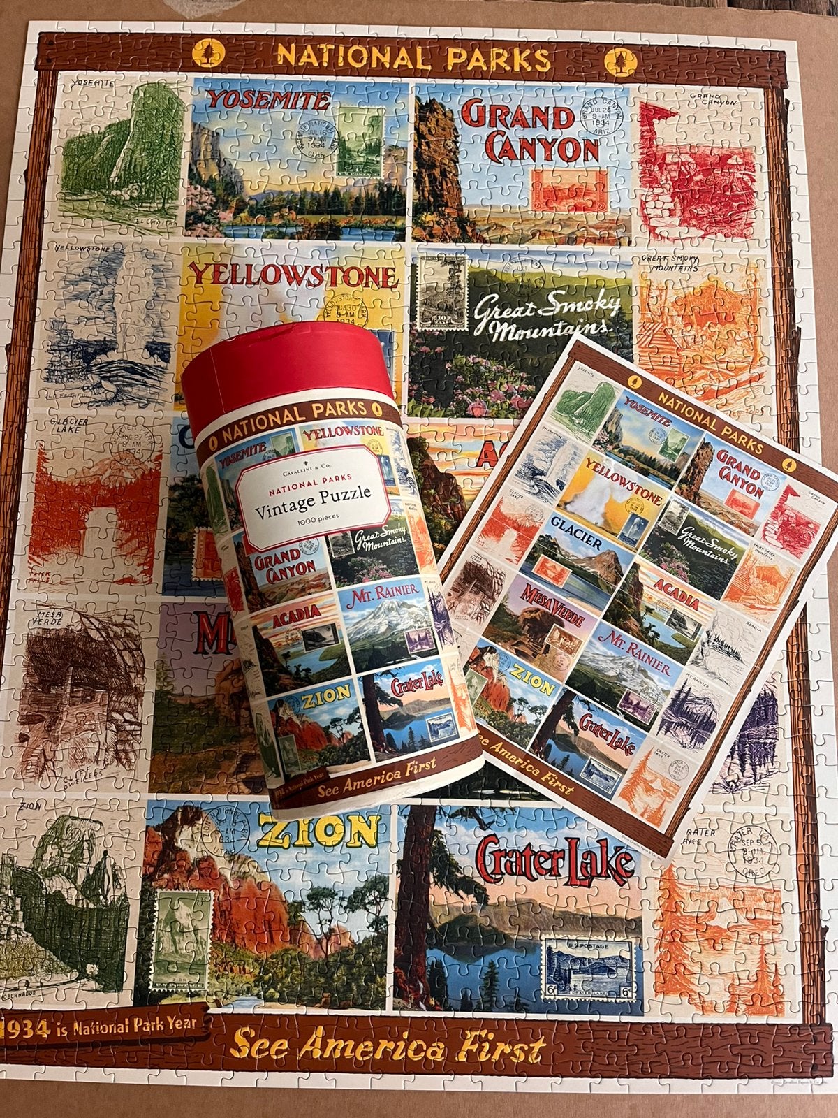 Cavallini & co puzzel national parks, Ophalen of Verzenden, 500 t/m 1500 stukjes, Gebruikt, Legpuzzel