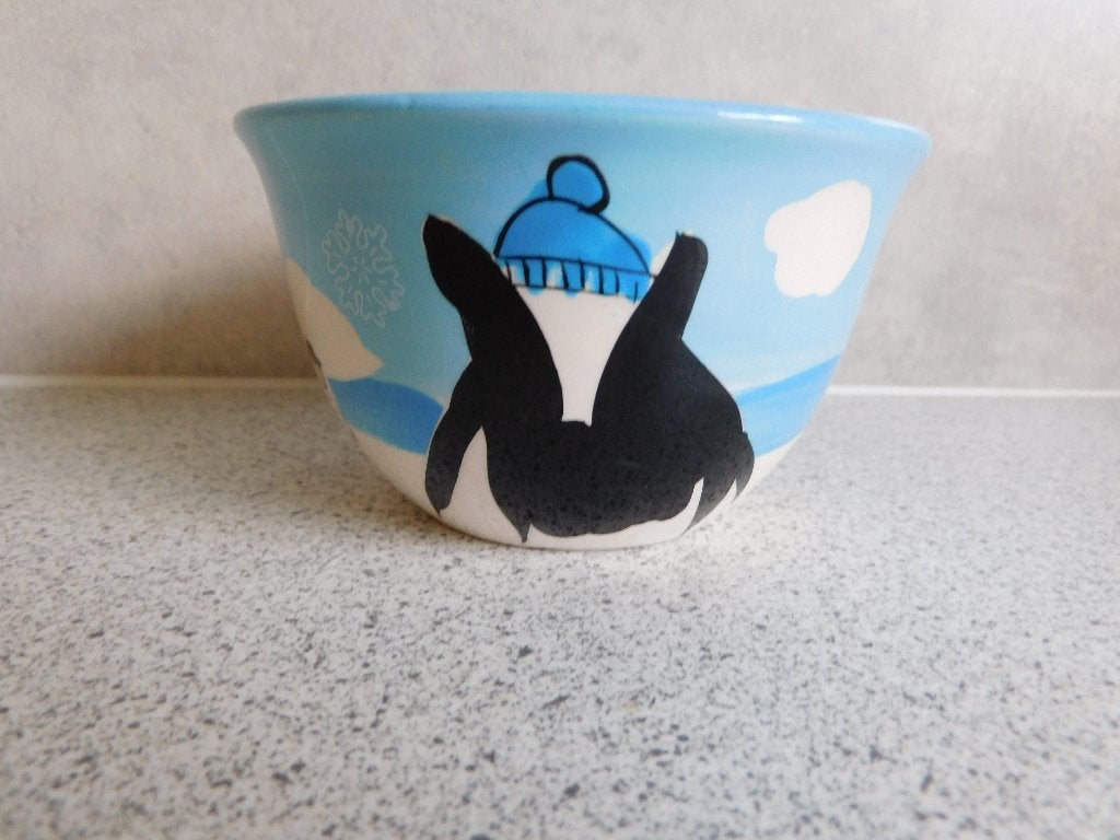 Kom 10,5 cm. Koe Blauw Handpainted Ben & Jerry's, Overige merken, Keramiek, Ophalen of Verzenden, Zo goed als nieuw