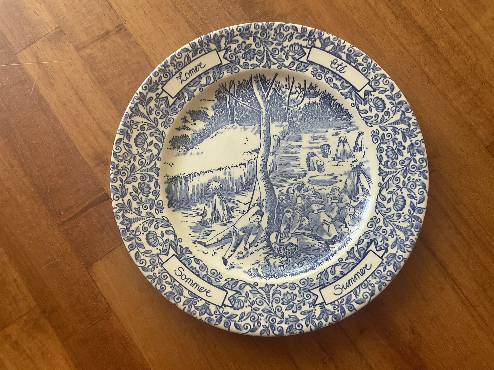 Engels Ironstone bord 'Zomer' - Blauw/Wit, Ophalen of Verzenden