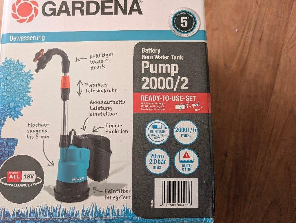 GARDENA regentonpomp 4700/2 inox: € 70, Ophalen of Verzenden, Nieuw, Elektrisch, Regentonpomp
