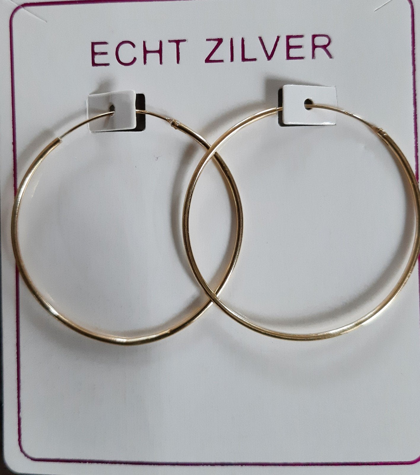 goldplated/zilver oorringen 40 mm ,1 ring licht beschadigd, Ophalen of Verzenden, Nieuw, Goud, Zilver