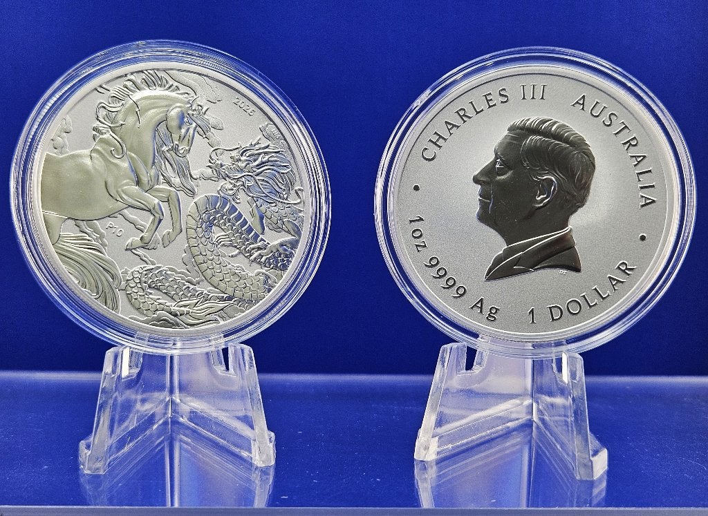 (11066) AUSTRALIA   DRAGON & HORSE  BU 2026 ONE OUNCE, Ophalen of Verzenden, Losse munt, Zilver