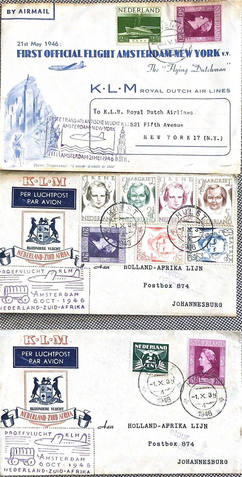 1e dag envelop KLM vlucht, Postzegels en Munten, Ophalen of Verzenden, Envelop