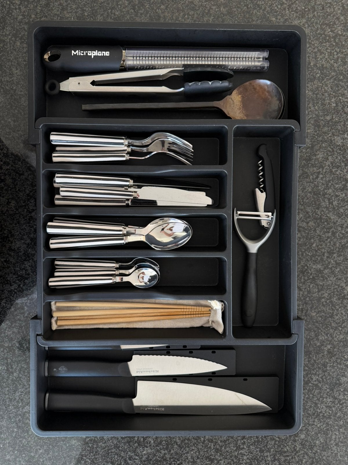Complete keukenlade set - bestek, Ophalen of Verzenden, Zo goed als nieuw, Rvs of Chroom
