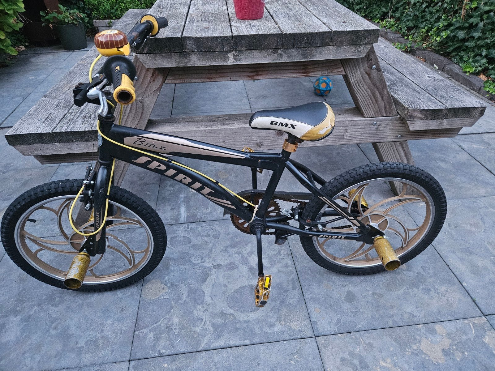 BMX Spirit kinderfiets - Zwart/Goud, Fietsen en Brommers, Ophalen, Staal, Velgrem, Spirit
