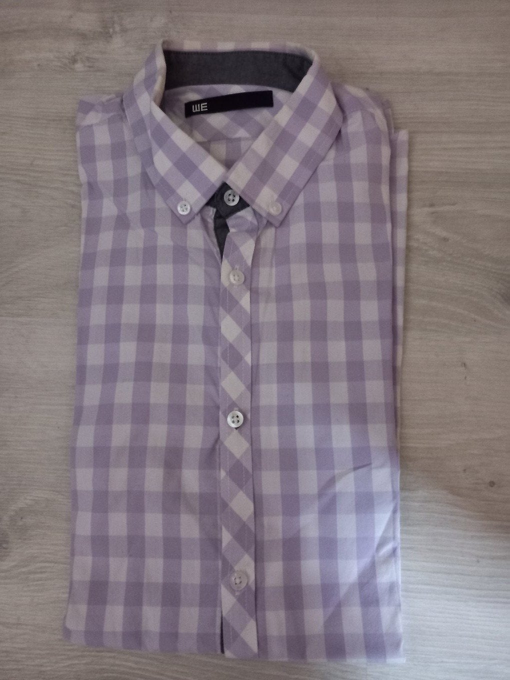 Geblokt overhemd mt M (Nijmegen oost), Kleding | Heren, Overhemden, Paars, Zo goed als nieuw, WE Fashion, Halswijdte 39/40 (M)