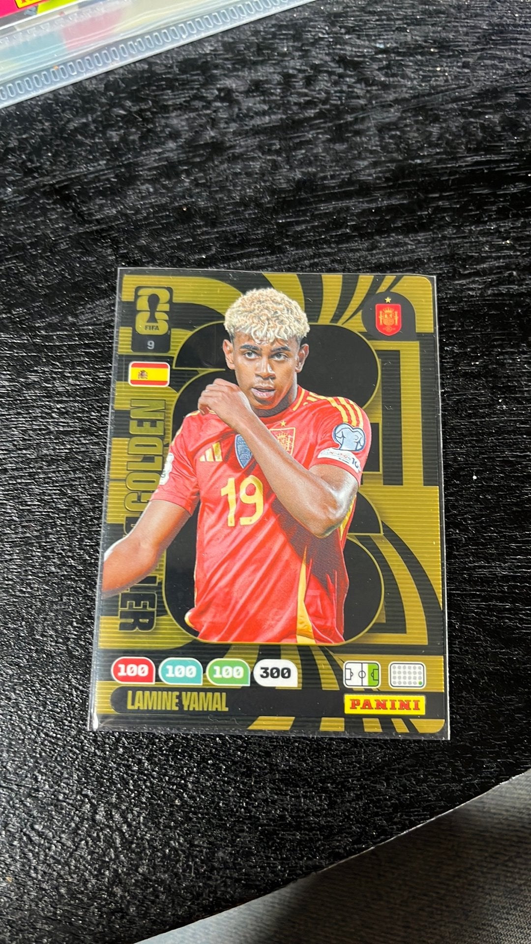 Panini wk kaart Golden Baller -Lamine Yamal/ Vinicius Junior, Ophalen of Verzenden, Zo goed als nieuw, Buitenlandse clubs, Poster, Plaatje of Sticker