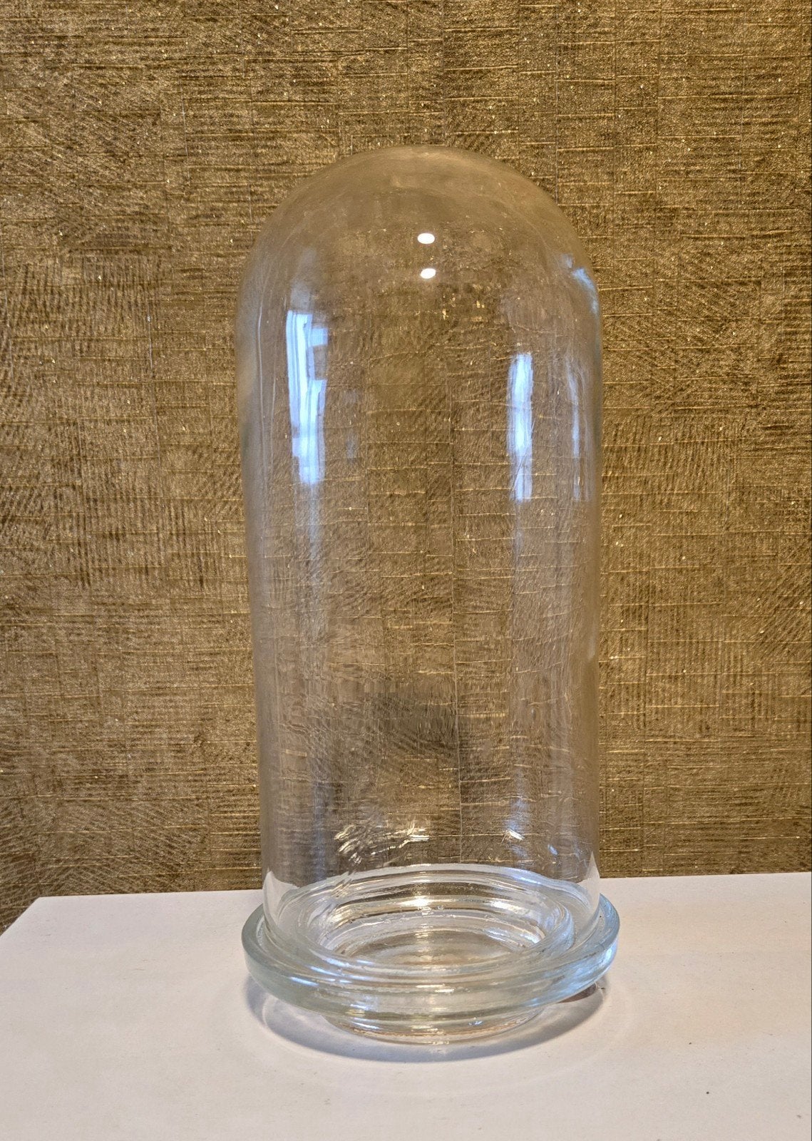 Glazen stolp 26 cm hoog handgemaakt, Glas, Ophalen, Gebruikt, Handgemaakt