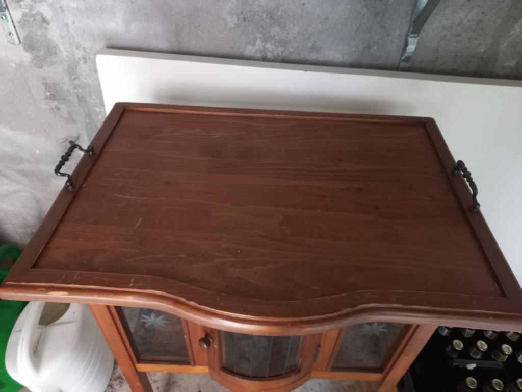 Vintage houten theekastje met glazen deuren, Antiek en Kunst, Antiek | Meubels | Kasten, Ophalen of Verzenden