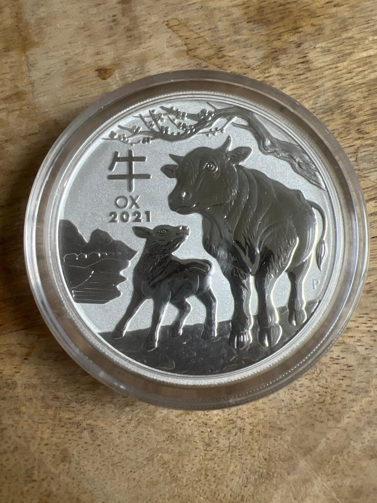 2021 Australische Zilveren  munt Os  5 oz Lunar III, Ophalen of Verzenden, Losse munt, Zilver