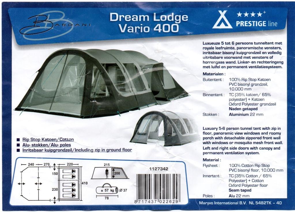 Bardani Dream Lodge 5 tot 6 persoons tunneltent, Caravans en Kamperen, Tenten, Ophalen, Gebruikt, Tot en met 6